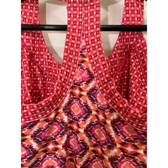 PrAna, Pink/Orange/Purple/White Stretchy Fit-Flare Dress w/ Built-in Bra, Used - Picture 5 of 9